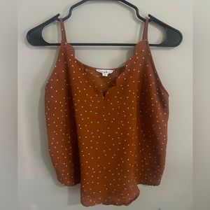 Orange polkadot spaghetti, strap tank top